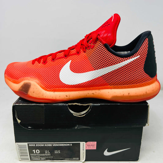 Nike Kobe 10 Hot Lava basketball shoe in red with white swoosh on box from 2015, condition 8.5/10.
