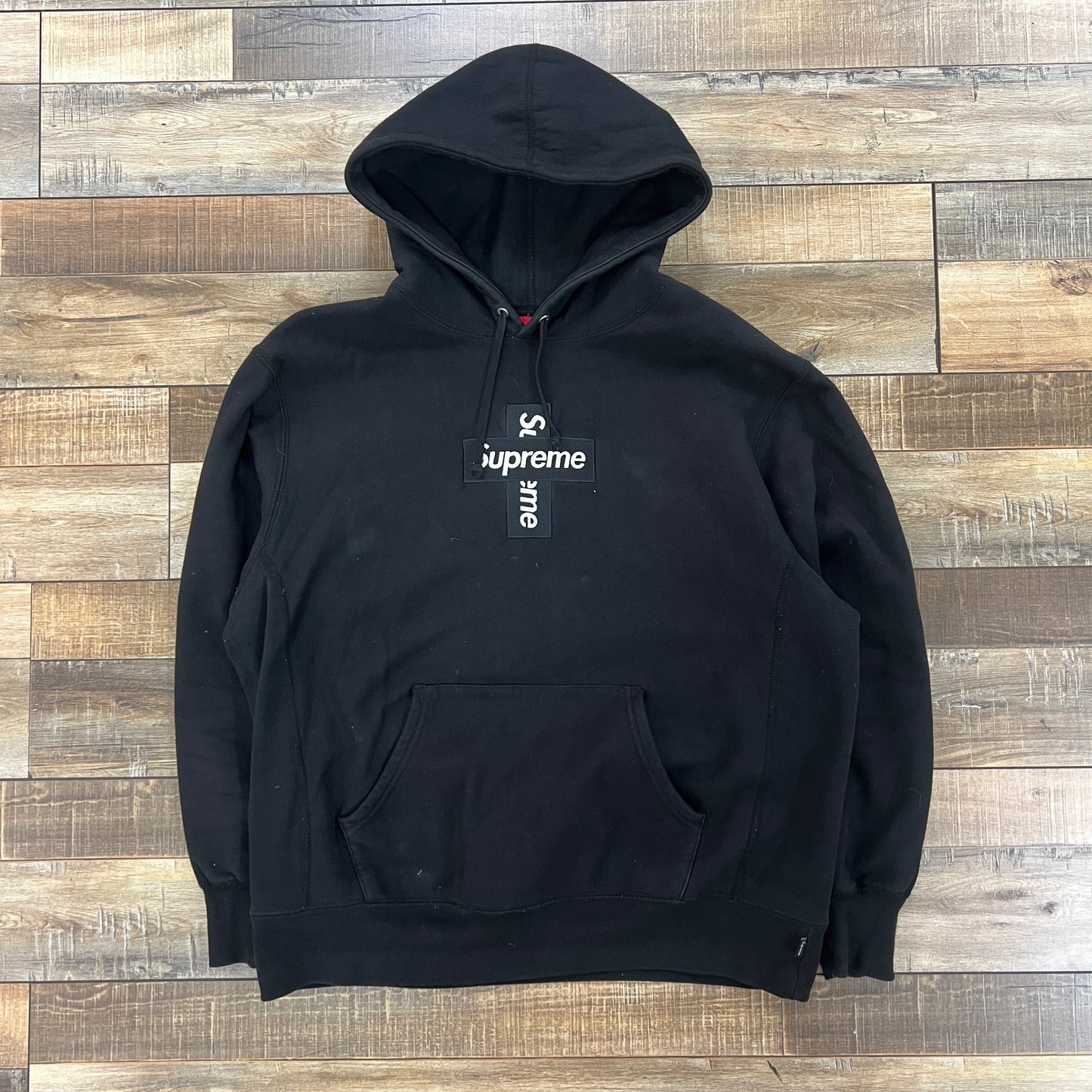 Supreme Cross Box Logo Hooded Sweatshirt Black