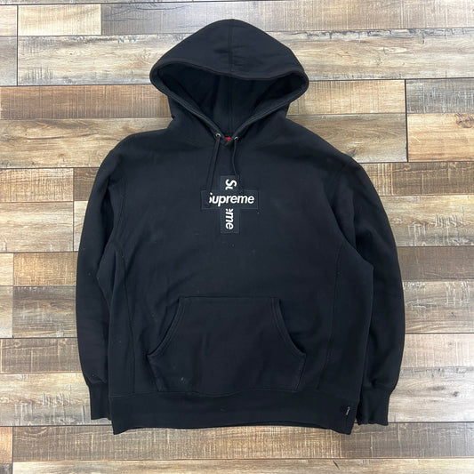 Supreme Cross Box Logo Hooded Sweatshirt Black