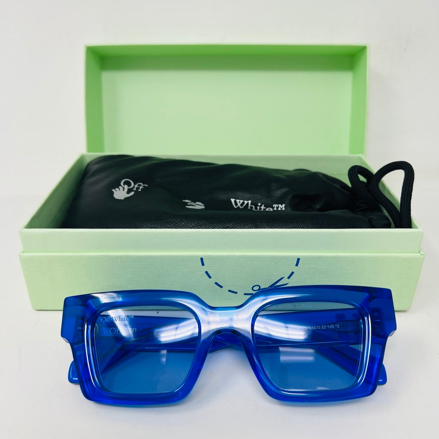 OFF-WHITE Sunglasses Virgil Rectangular Frame Transparent Blue/Blue