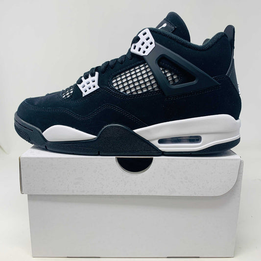 Jordan 4 Retro White Thunder sneakers, brand new, 2024 edition on box.