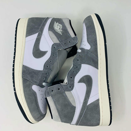 Jordan 1 Washed Black sneakers, brand new with black laces, 2023 edition.