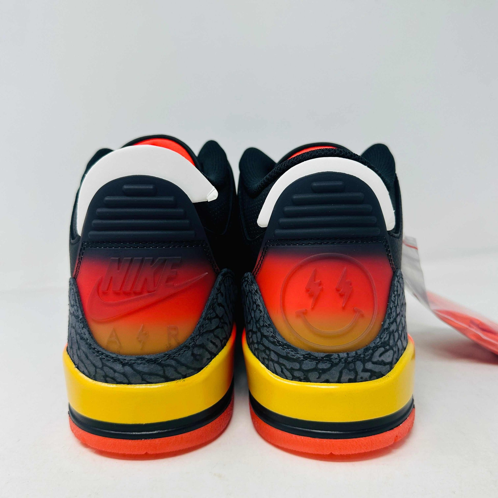 Jordan 3 Retro J Balvin Rio sneakers, brand new, includes orange laces and hang tag, 2024 release.