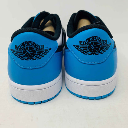 Jordan 1 Low OG Powder Blue sneakers, brand new, 2022 release, featuring extra blue laces.