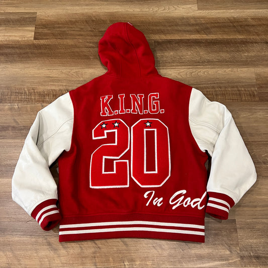 Supreme King Hooded Varsity Jacket Red