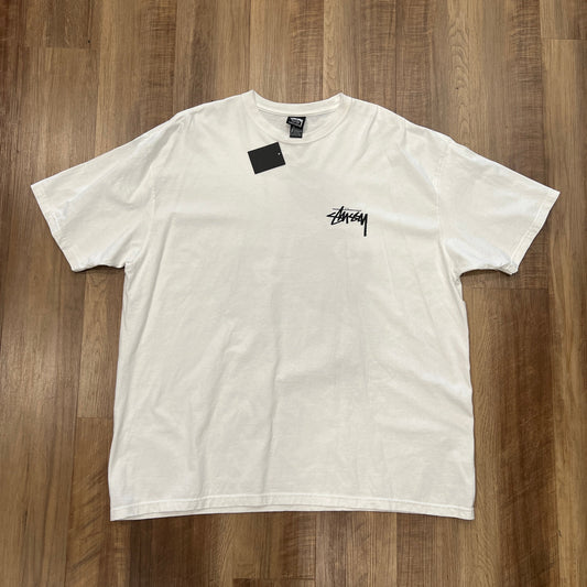STUSSY CHERRIES TEE WHITE, XL, brand new condition, laid on wooden floor