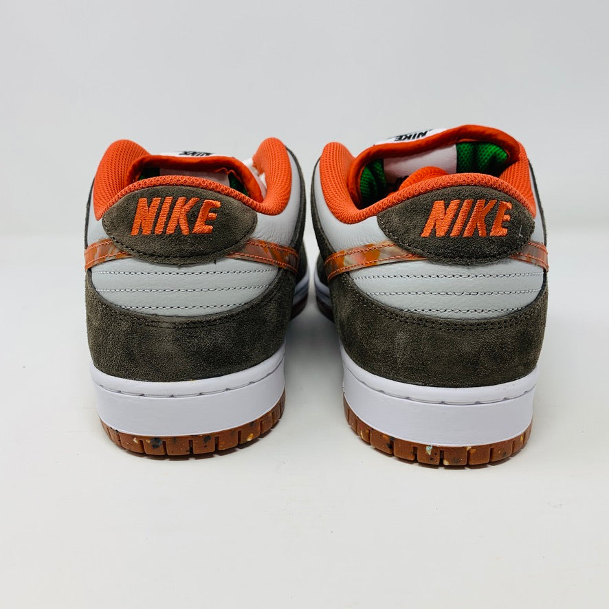 Nike SB Dunk Low Crushed sneaker with crushed velvet upper and orange accents.