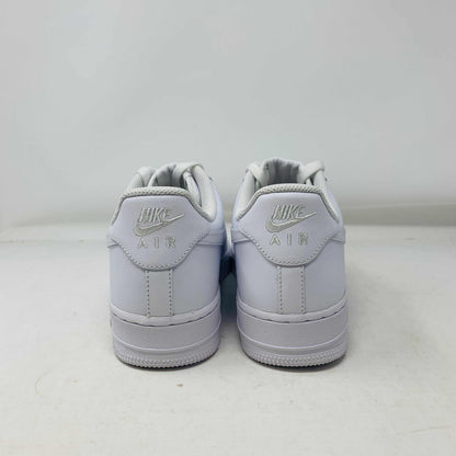 Nike Air Force 1 Low Triple White sneakers, back view, brand new condition, 2023 release.