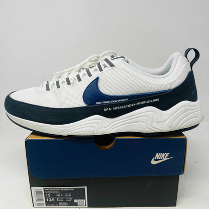 Nike Air Zoom Spiridon Fragment Design white and blue running shoe on box