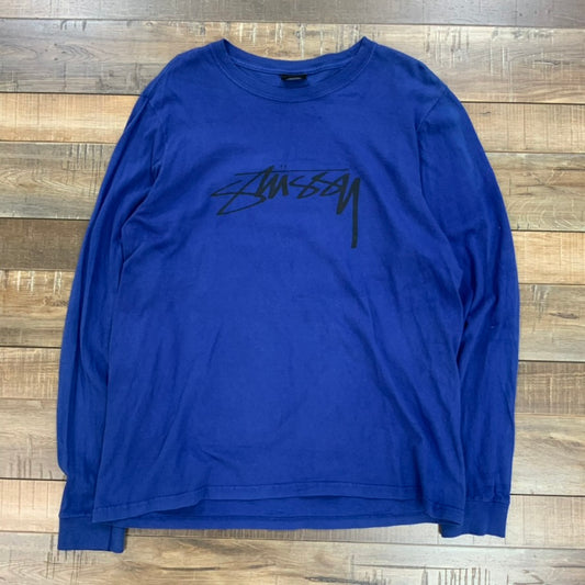 Stussy Long Sleeve Logo Tee Blue