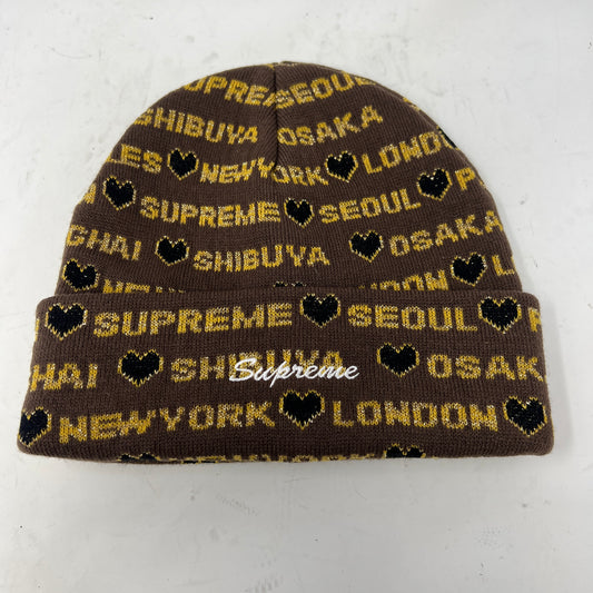 Supreme Hearts Beanie Brown