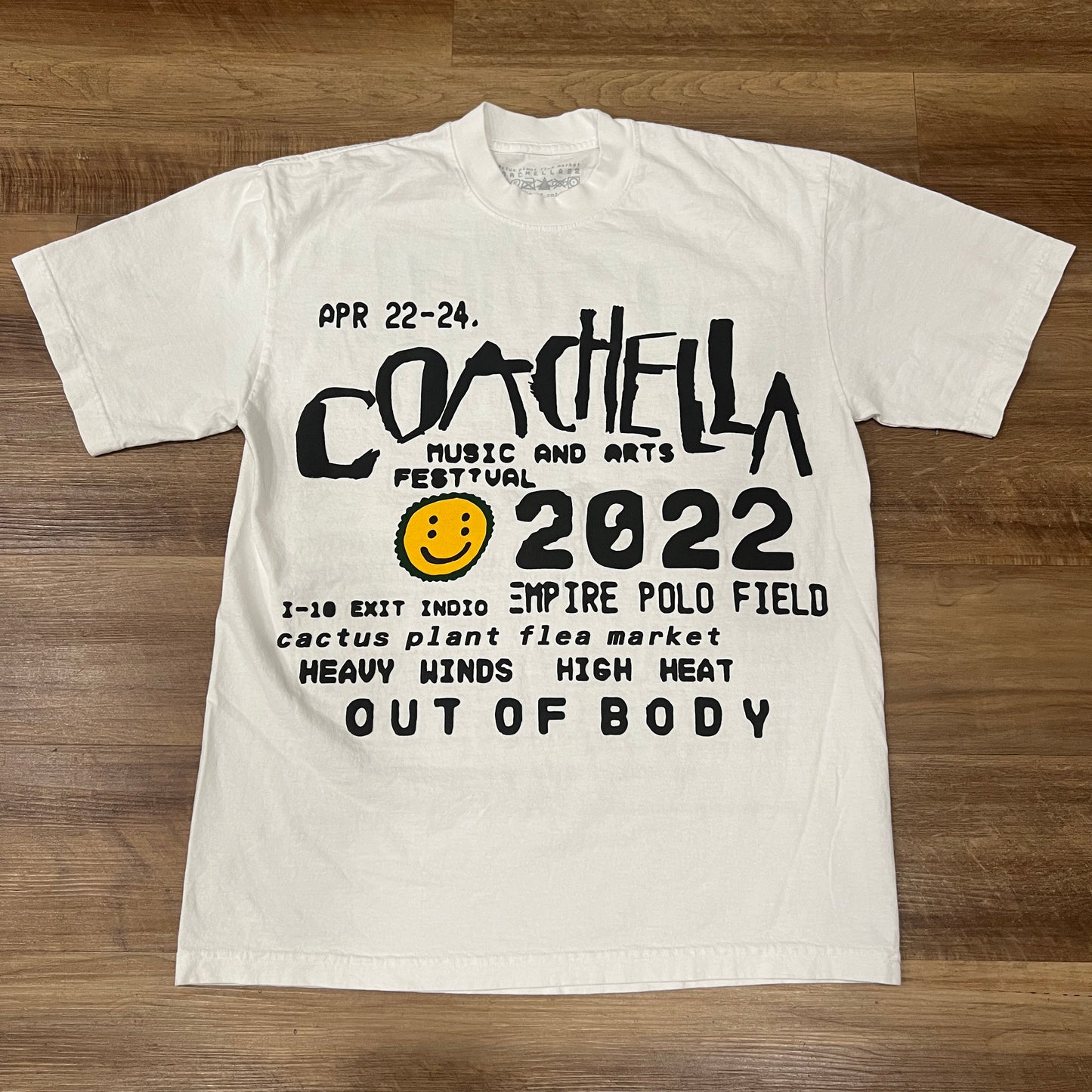 White Cactus Plant Flea Market Coachella Weekend 2 T-shirt with 2022 festival graphic