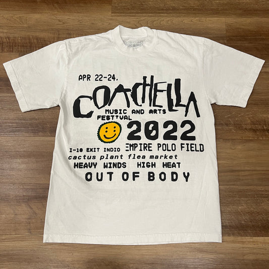 White Cactus Plant Flea Market Coachella Weekend 2 T-shirt with 2022 festival graphic